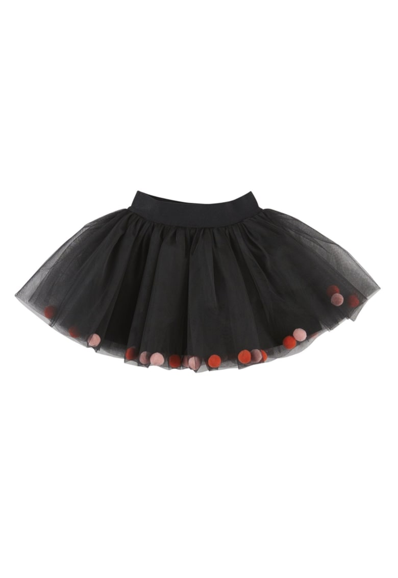 Fusta tutu din tull cu bulinute colorate  - Good Day - Negru - pentru fetite