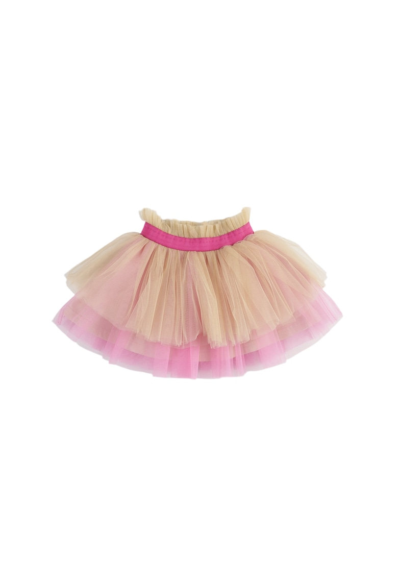 Fusta tutu din tull cu banda roz in talie si volane  - Hope - Roz Fucsia si Bej - pentru fetite Fusta tutu din tull cu banda roz in talie si volane  - Hope - Roz Fucsia si Bej - pentru fetite