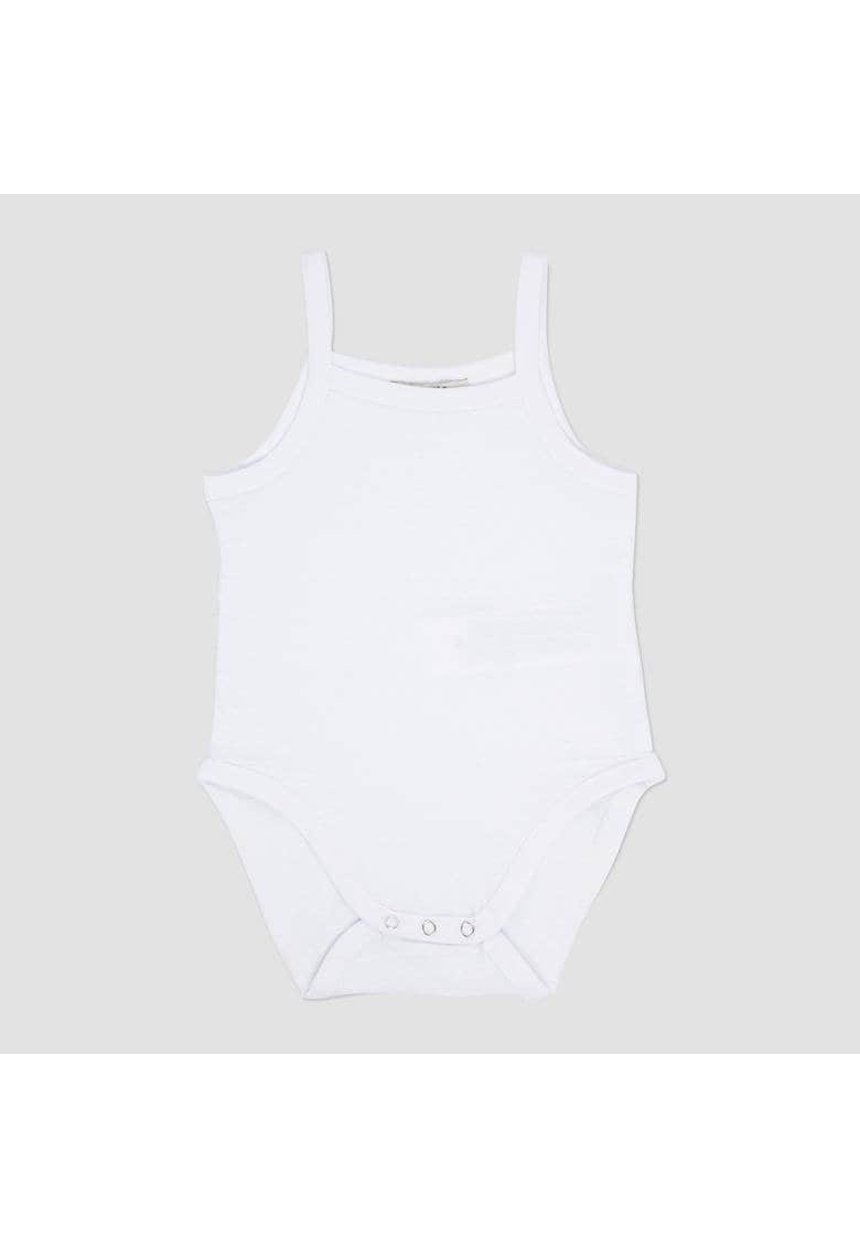 Body cu bretele subtiri si imprimeu striatii  - Maisie - Alb - pentru fetite