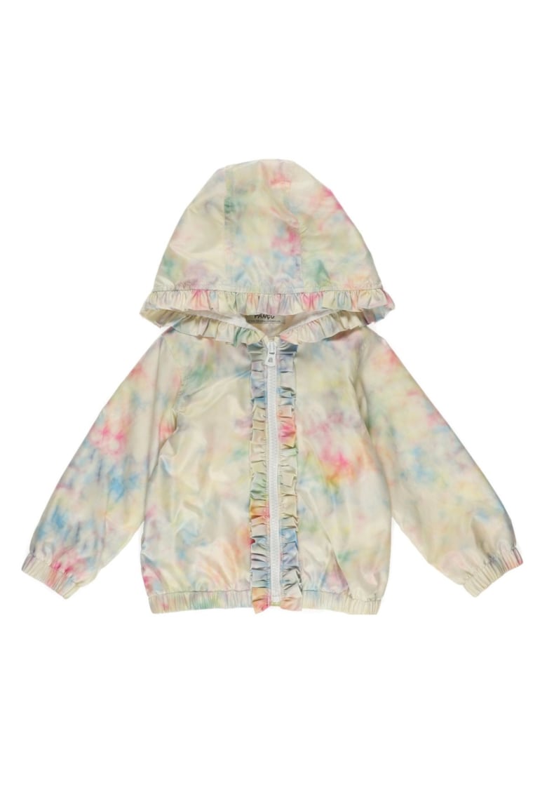 Geaca impermeabila cu volan - Rainbow - Multicolor - pentru fetite - Alb