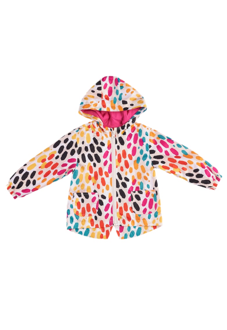 Geaca impermeabila - Hope - cu buline colorate - pentru fetite - Bej
