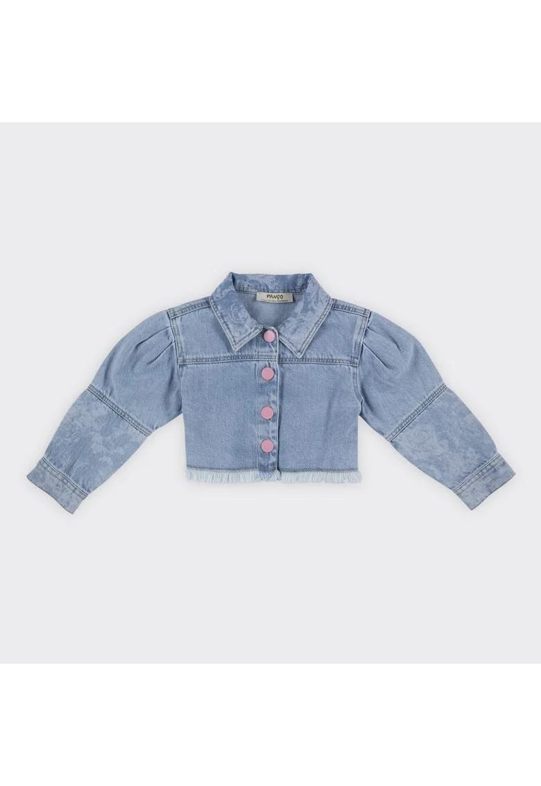 Geaca de blugi cu nasturi Roz  - Stella - Albastru Denim - pentru fetite Geaca de blugi cu nasturi Roz  - Stella - Albastru Denim - pentru fetite