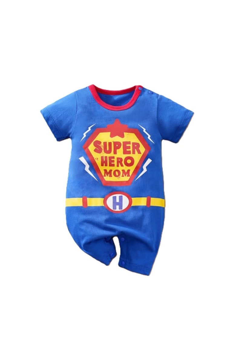 Salopeta Model Super Hero - Casual - Bumbac - Baieti - Maneca scurta - Multicolor
