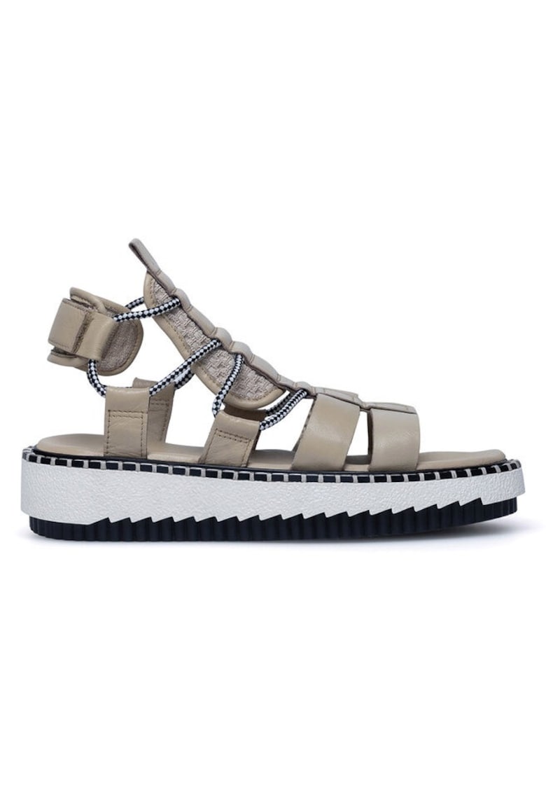 Sandale dama - 2404 - Piele naturala - Textil - Bej