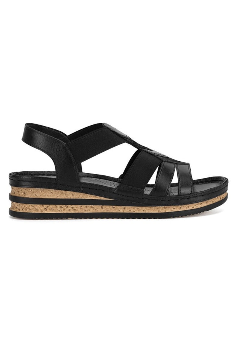 Sandale dama - 89096 - Piele naturala - Textil - Negru