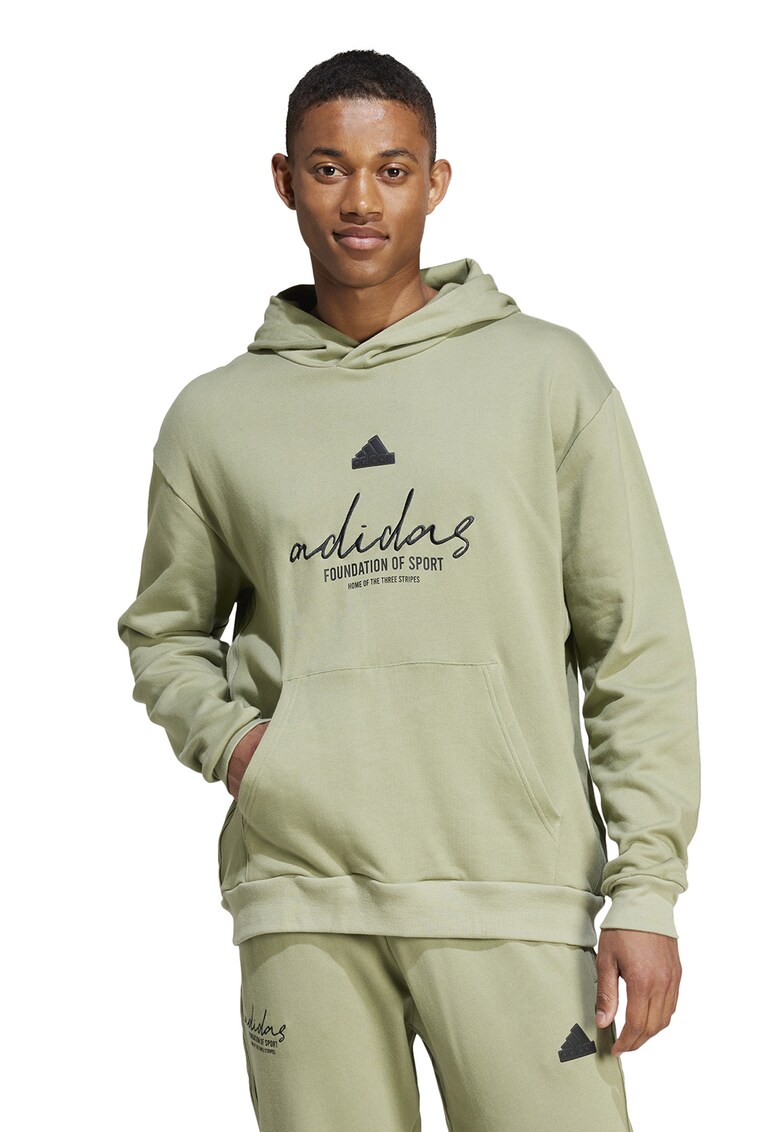 Hanorac de bumbac cu logo brodat - Verde pal