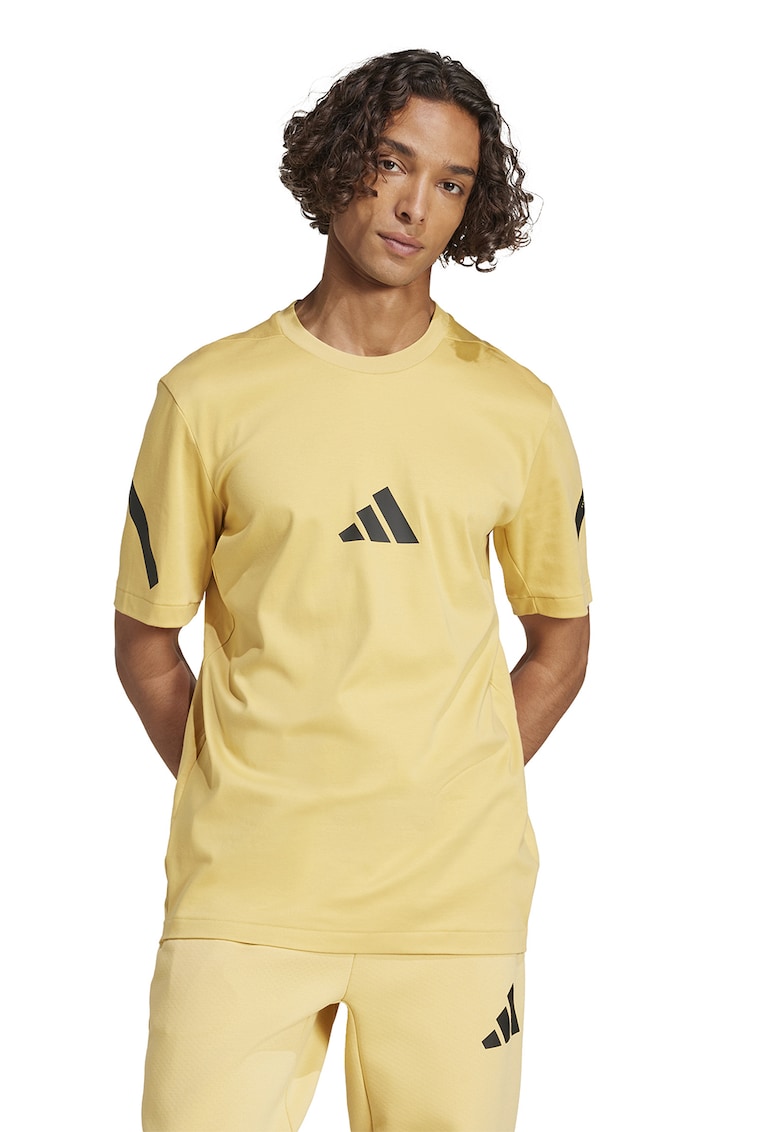 Tricou de bumbac cu model monograma Z.N.E - Galben mustar