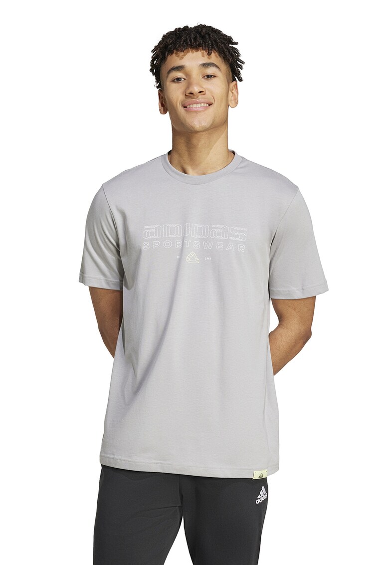 Tricou de bumbac cu imprimeu logo Tech Linear - Gri deschis