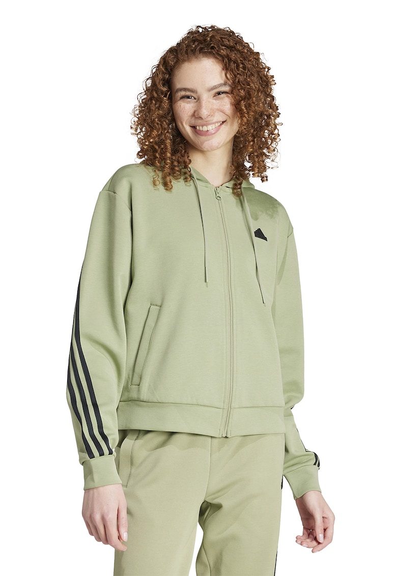 Hanorac cu fermoar si logo - Negru/Verde sparanghel