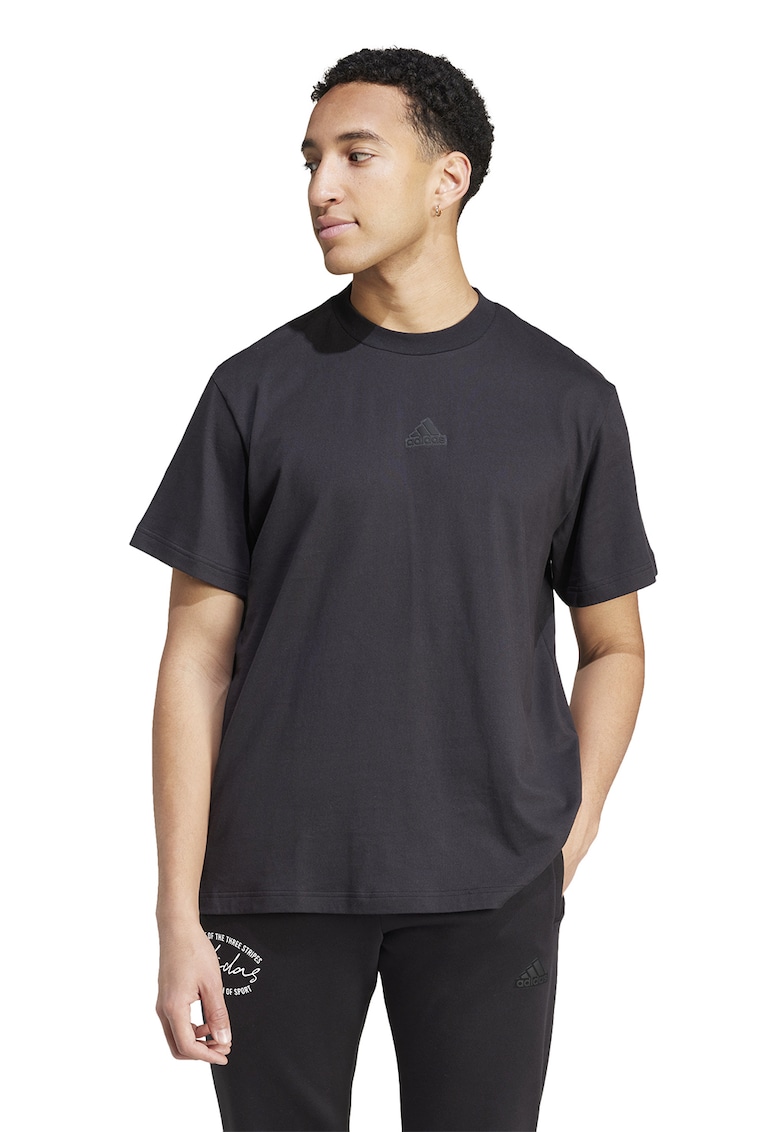 Tricou lejer de bumbac cu imprimeu logo pe partea din spate