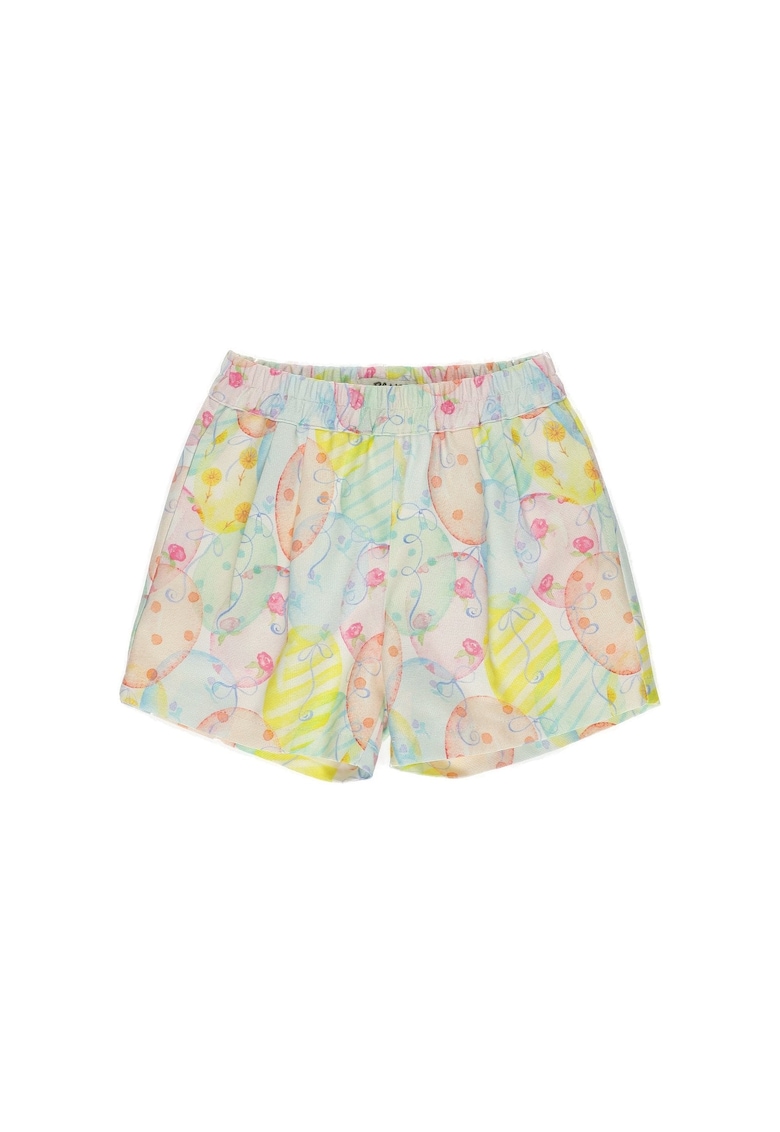 Pantaloni scurti cu imprimeu colorat  - Party Mood - Alb cu cercuri multicolore - pentru fetite