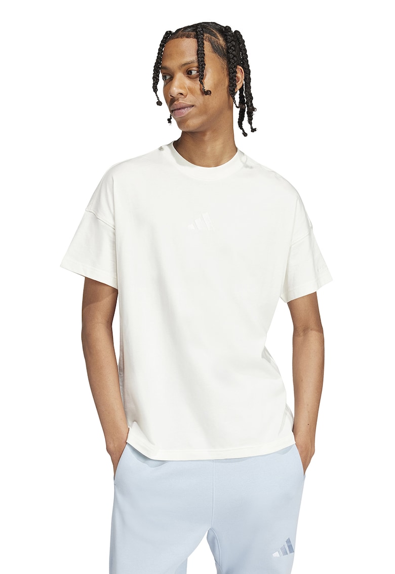 Tricou de bumbac cu decolteu la baza gatului
