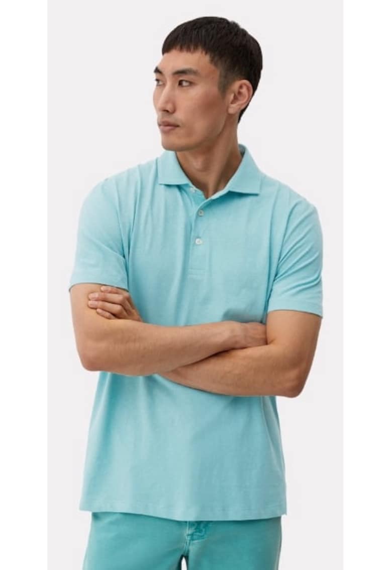 Tricou polo barbati din amestec de bumbac si in cu croiala Regular fit - Turcoaz