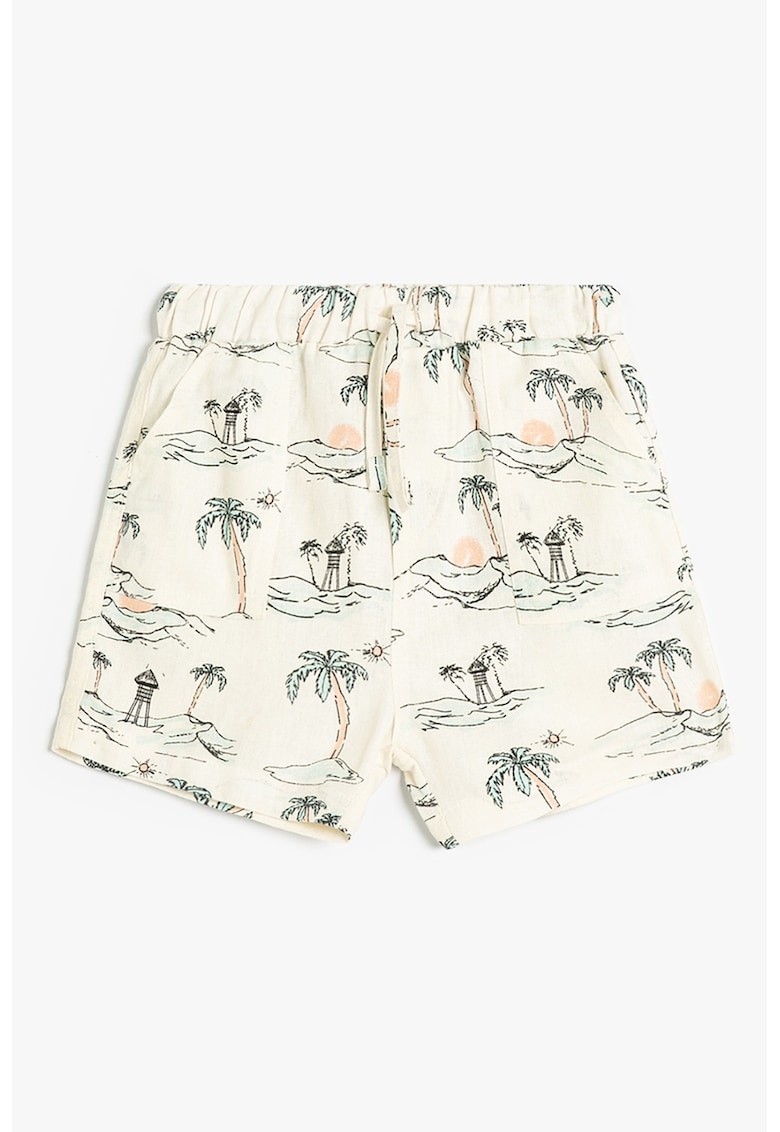 Pantaloni scurti din amestec de in cu imprimeu tropical