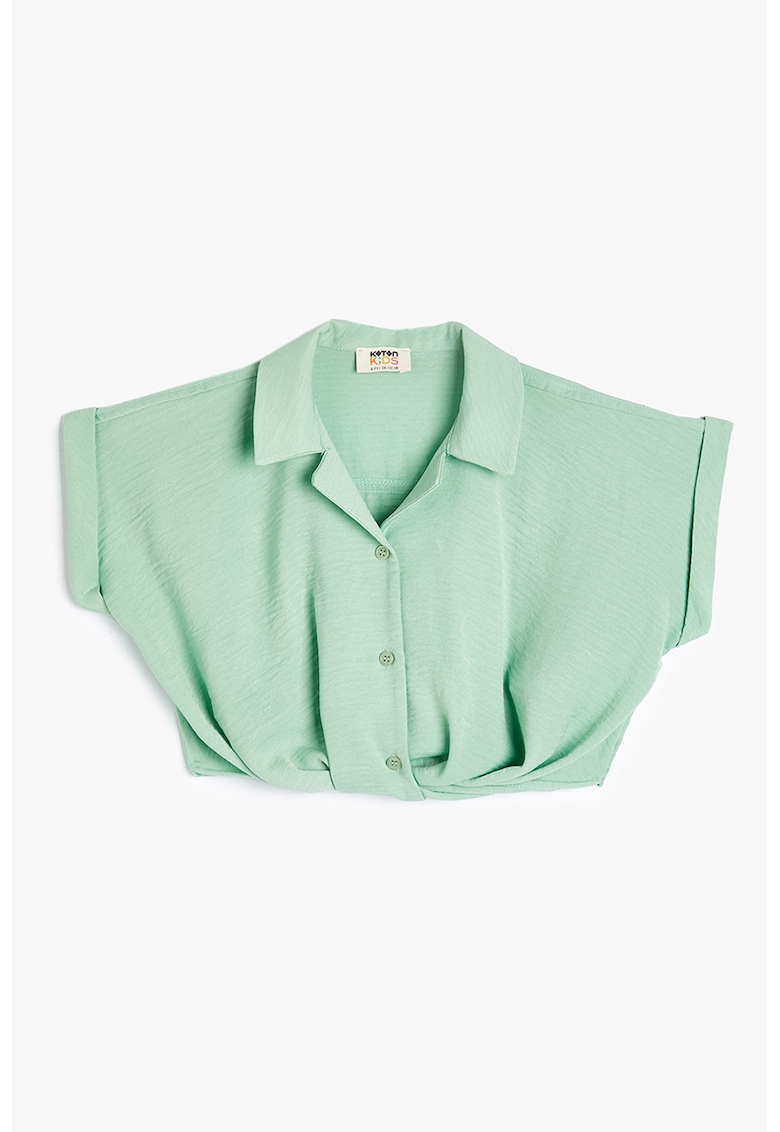 Camasa crop cu revere decupate - Verde deschis