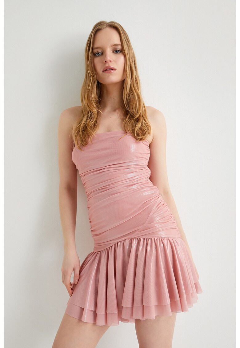 Rochie scurta cu terminatie cu volane