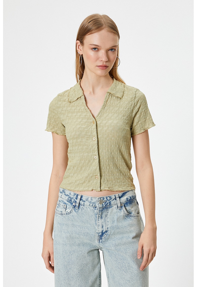 Bluza texturata cu decolteu in V