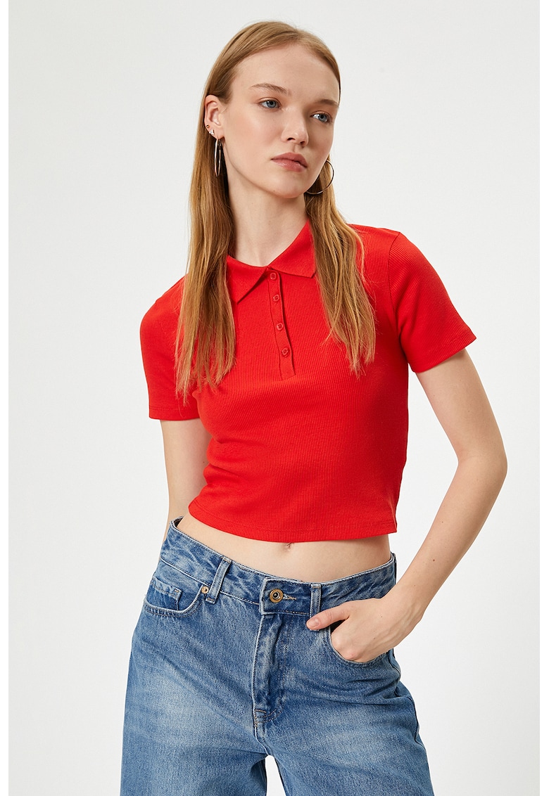 Tricou crop polo