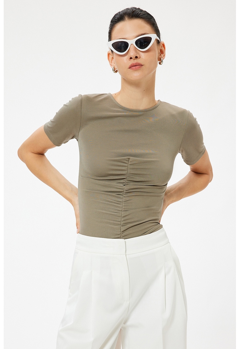 Tricou din amestec de modal cu fronseu frontal