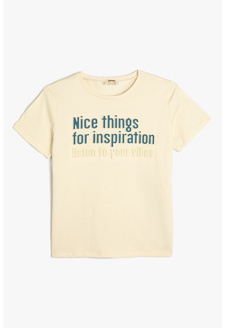 Tricou din bumbac cu text in relief