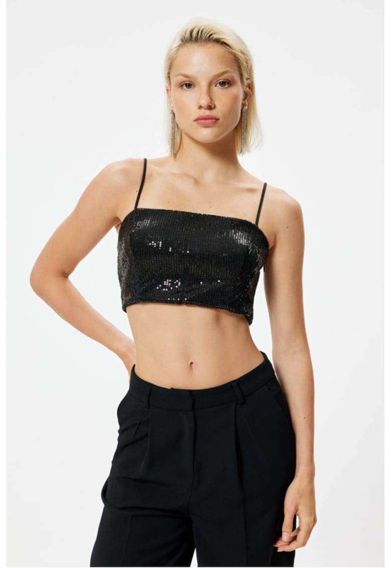 Top crop cu particule stralucitoare