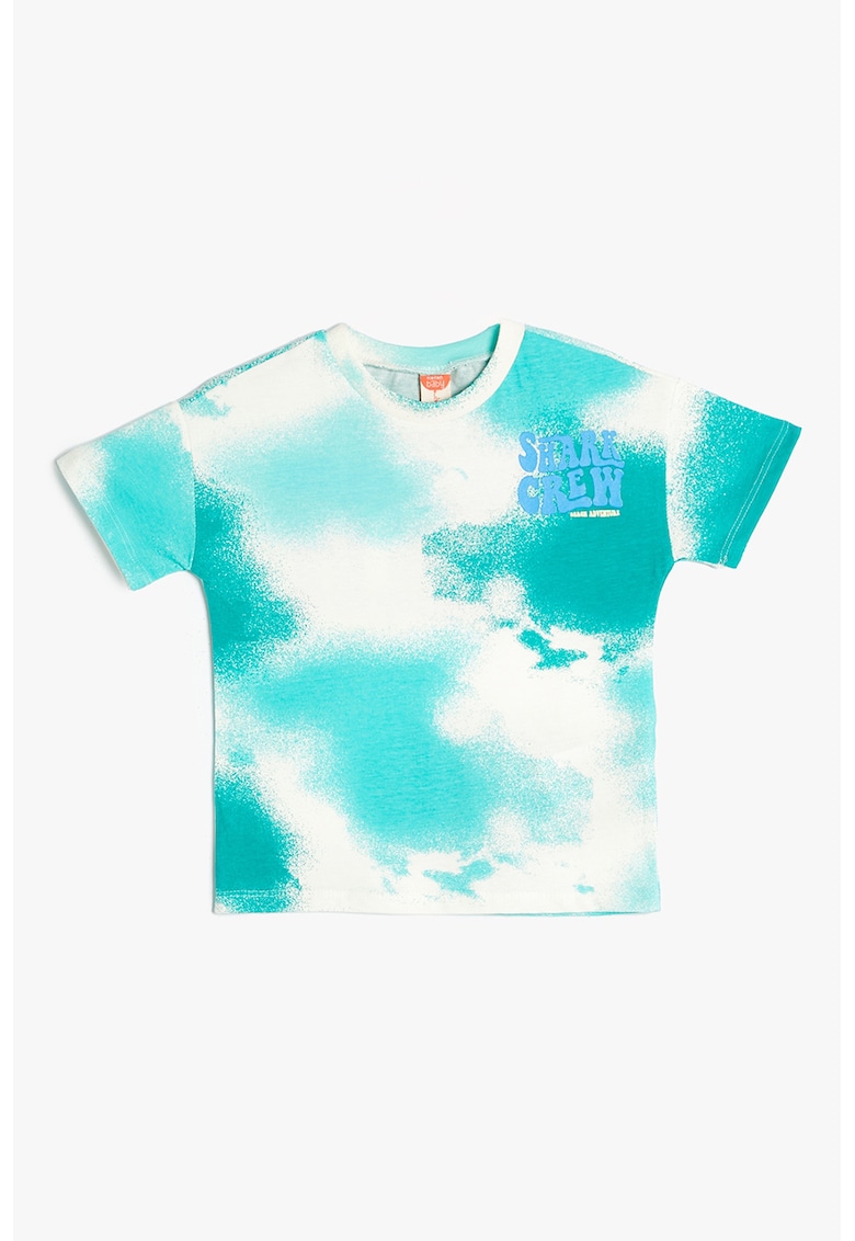 Tricou cu decolteu la baza gatului si model tie-dye