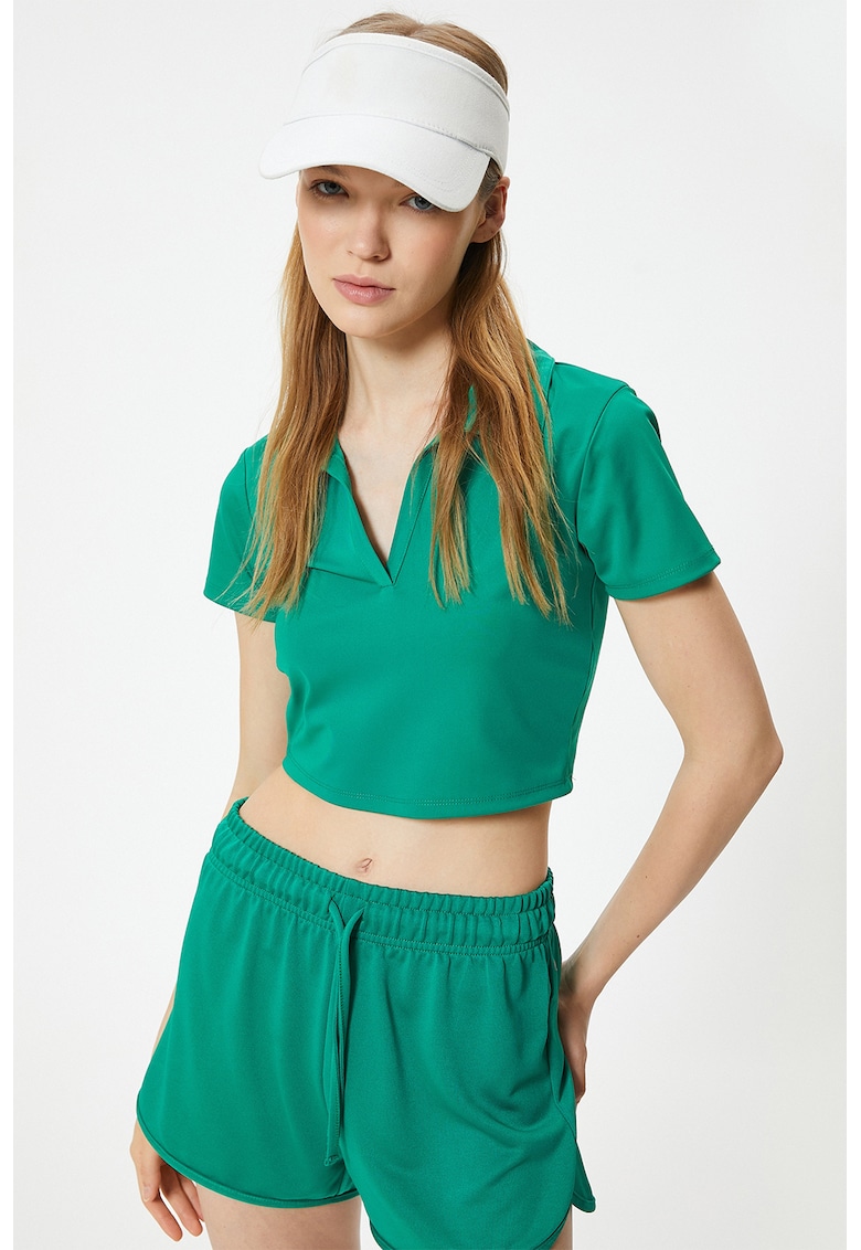 Tricou crop polo