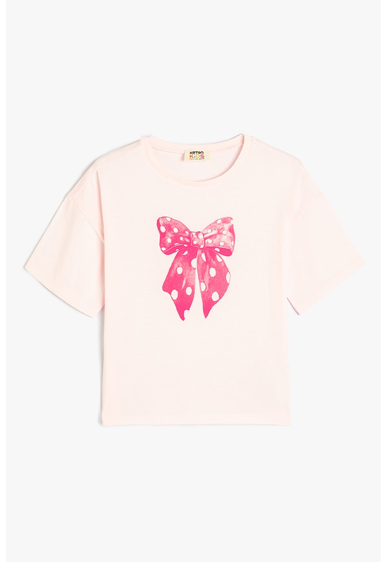 Tricou din bumbac cu imprimeu grafic - Roz pal