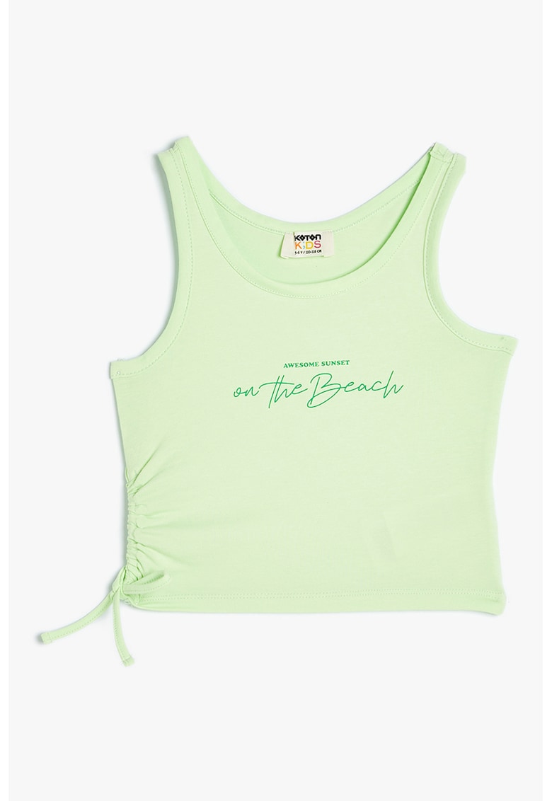 Top din amestec de bumbac cu model text