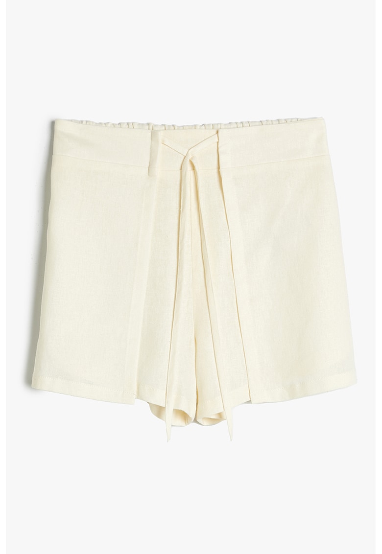 Pantaloni scurti din amestec de in - Alb
