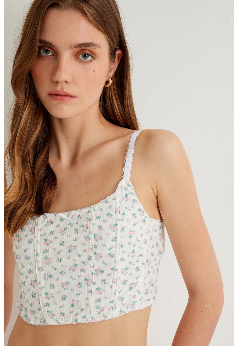 Top crop cu model floral