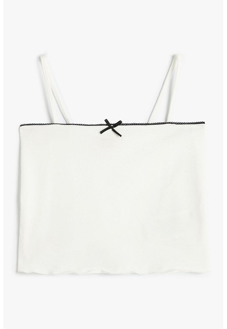 Top crop din amestec de bumbac - Alb