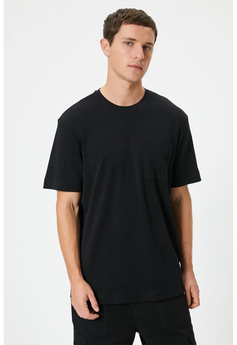 Tricou de bumbac cu buzunar pe piept