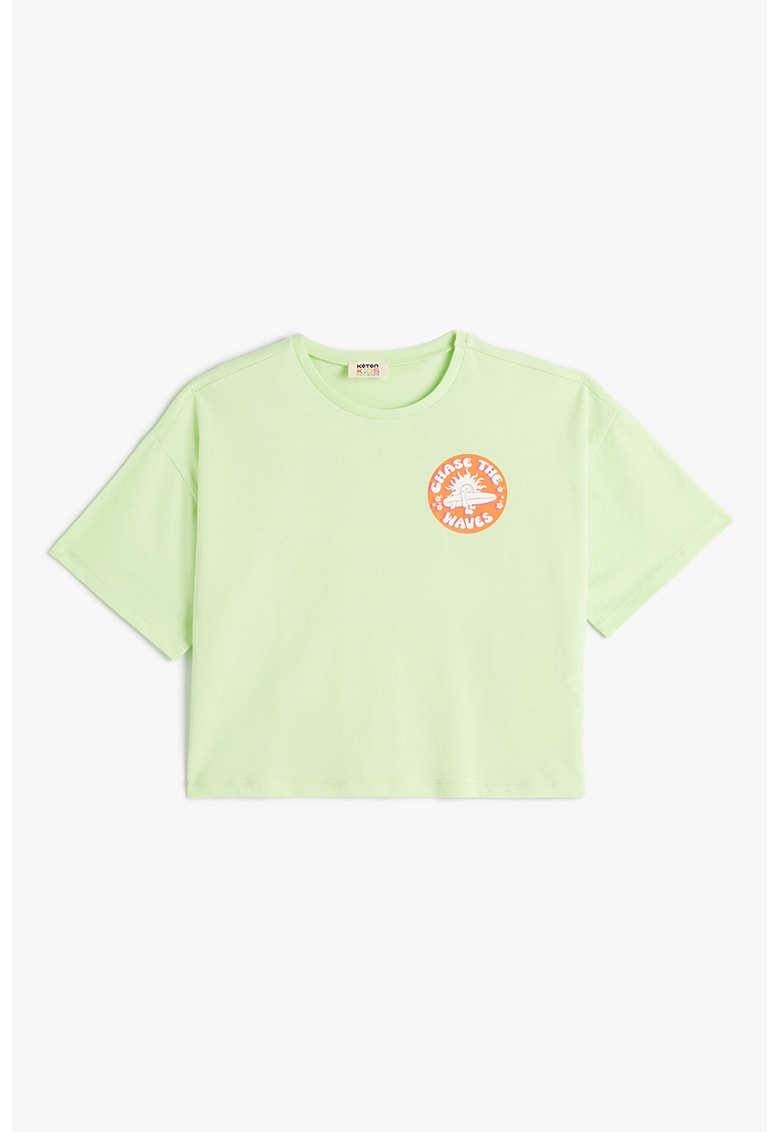 Tricou crop din bumbac cu imprimeu grafic pe partea din spate