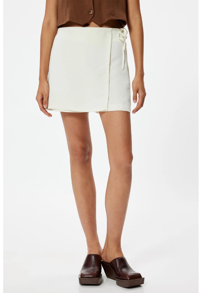 Fusta-pantalon din amestec de modal - Alb