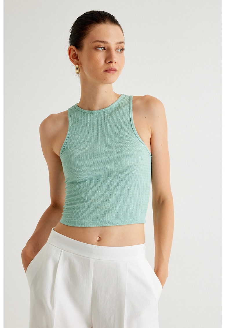 Top crop cu aspect texturat