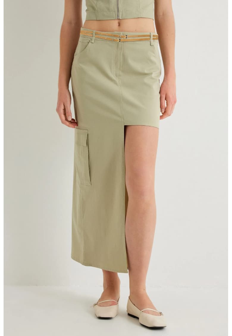 Fusta midi cu model asimetric