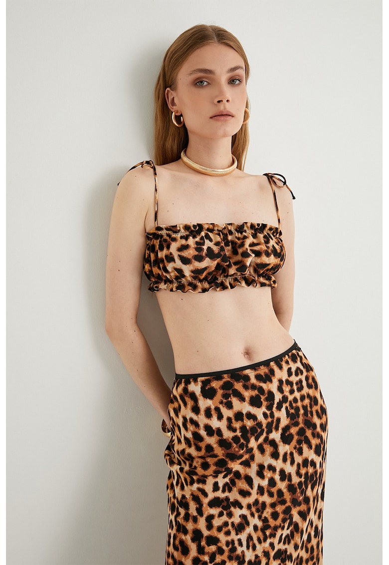 Top crop cu animal print