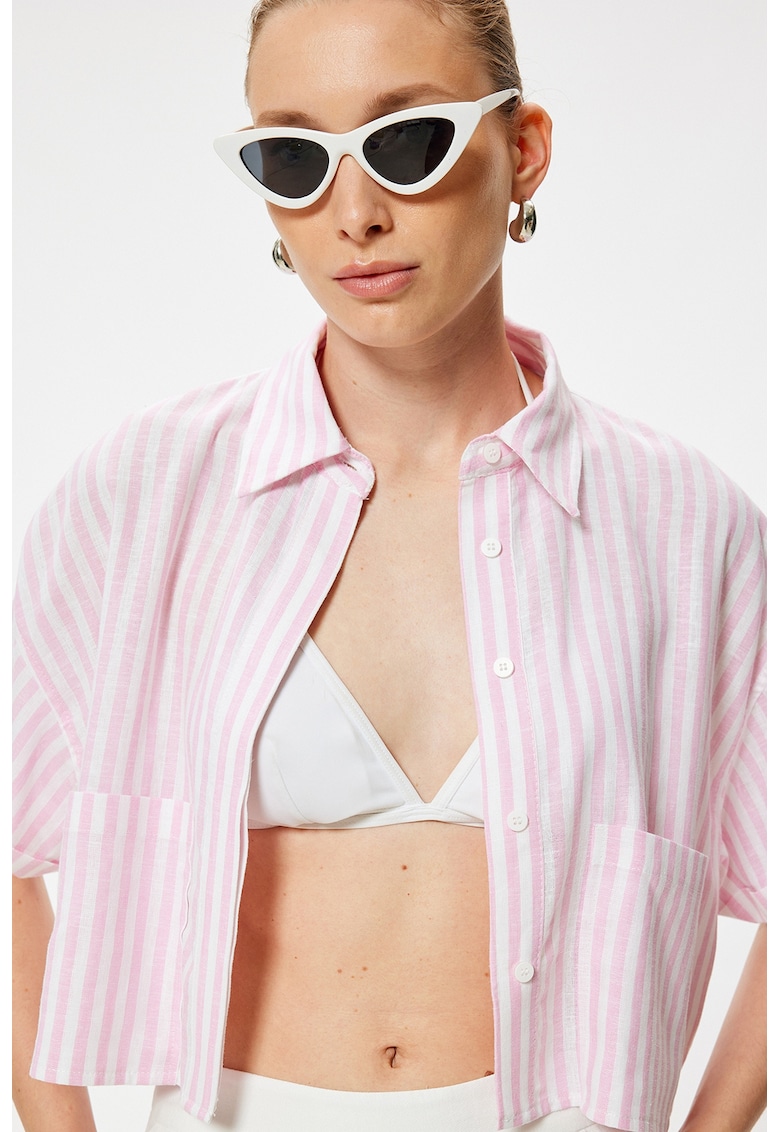 Camasa crop din amestec de in