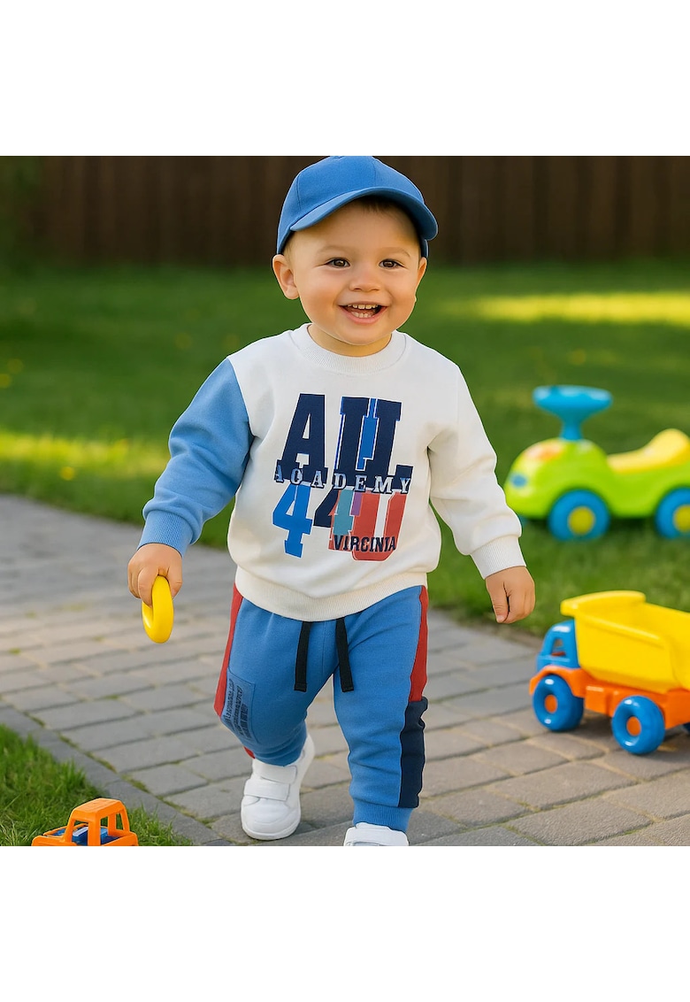 Set 2 piese trening bluza si pantalon  - Athletic Team - Alb si Bleumarin - pentru baietei