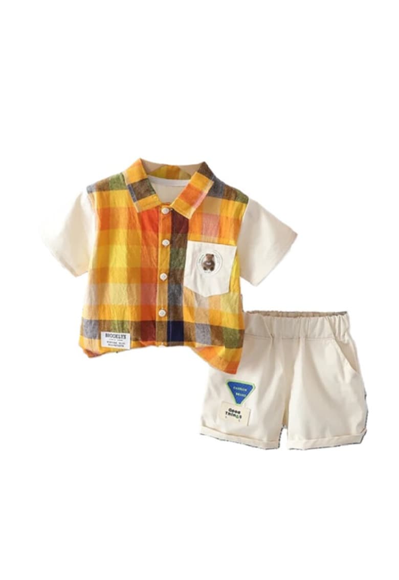 Compleu Cu Camasuta In Carouri - Casual - Baieti - Maneca scurta - Multicolor