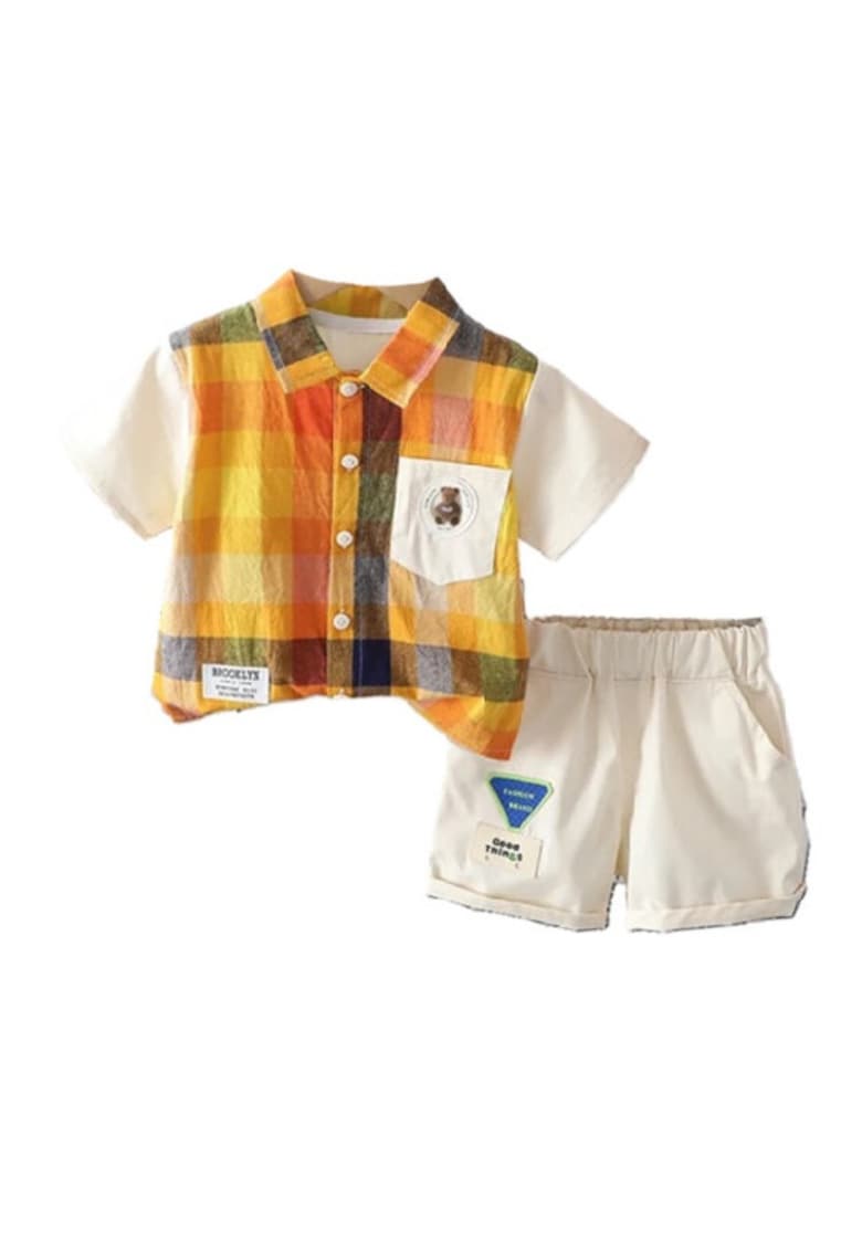 Compleu Cu Camasuta In Carouri - Casual - Baieti - Maneca scurta - Multicolor