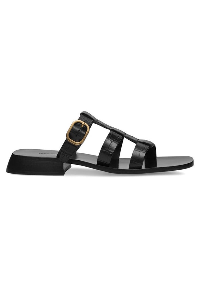 Sandale negre din piele naturală - Negru