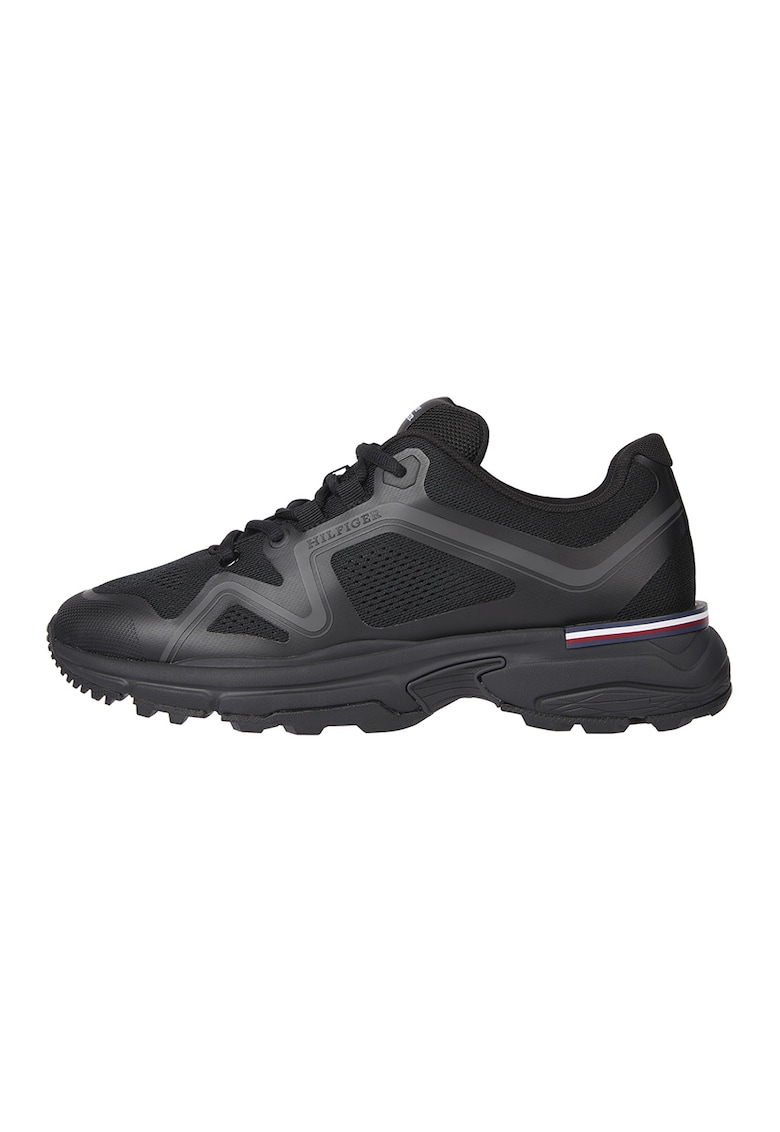 Pantofi sport low-cut cu insertii de plasa - Negru stins