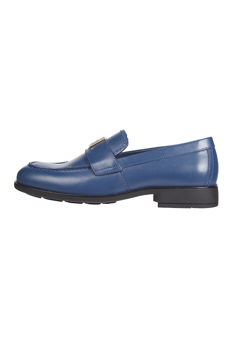 Pantofi loafer de piele cu detalii monograma metalice