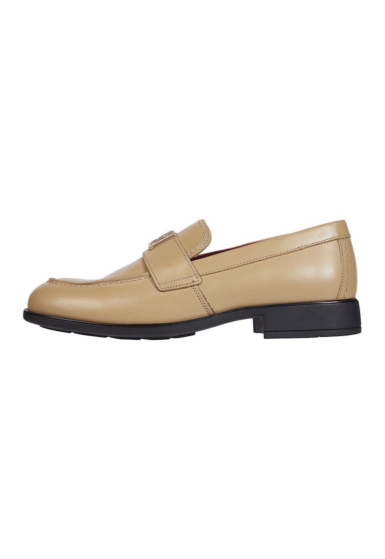 Pantofi loafer de piele cu detalii monograma metalice