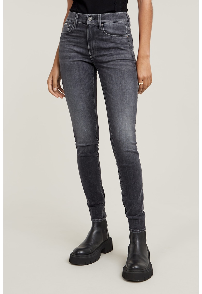 Blugi skinny cu aspect decolorat 3301 - Gri inchis