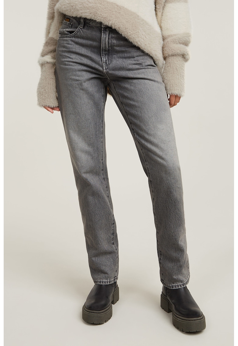 Blugi cu croiala dreapta si talie inalta