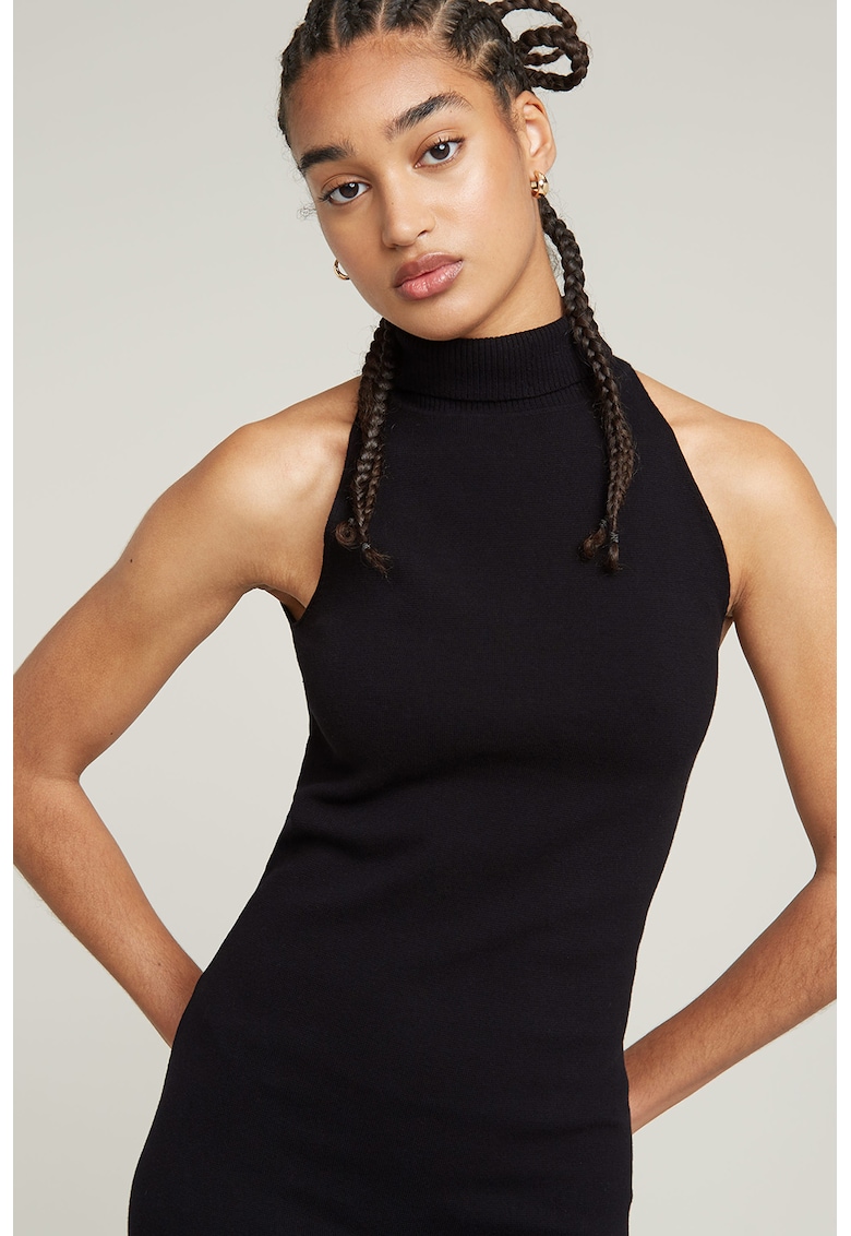 Rochie din bumbac cu guler inalt