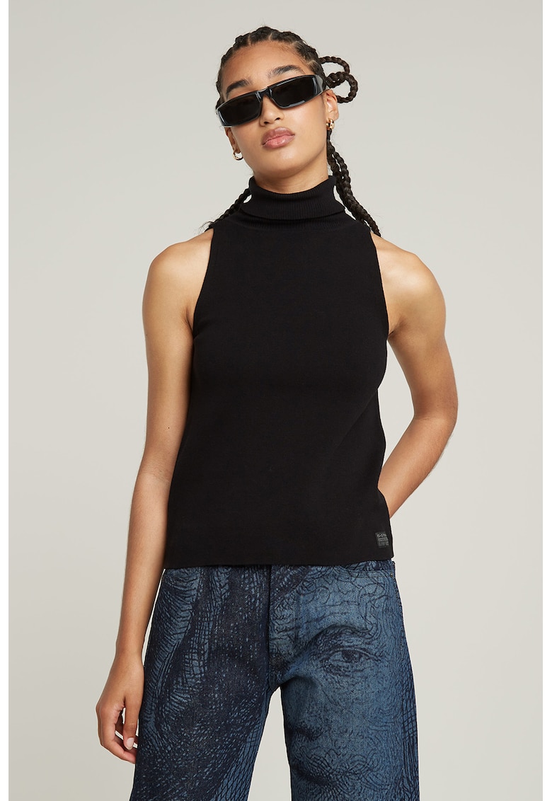 Top din bumbac organic cu guler inalt Top din bumbac organic cu guler inalt